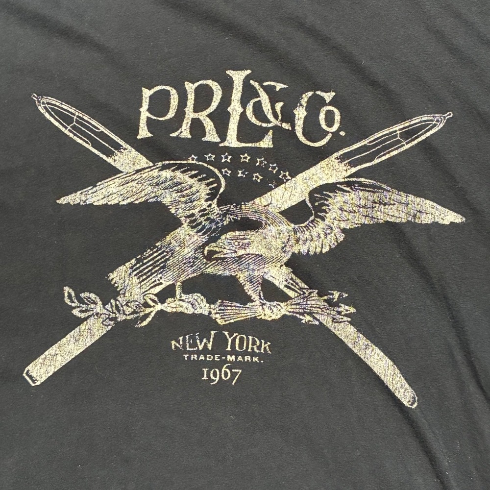 Y2K Polo Ralph Lauren PRL & Co Eagle Graphic T Shirt Mens L Black 1967 USA - Picture 2 of 4